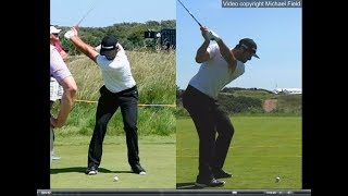 Jon Rahm golf swing  Long Iron faceon amp downtheline July 2017 [upl. by Haisoj]