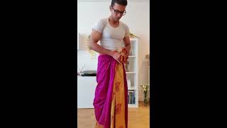 How to wear a Bengali style dhuti with a saree [upl. by Pathe]