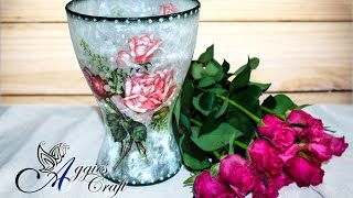 Decoupage Tutorial  Glass flower vase [upl. by Azitram]