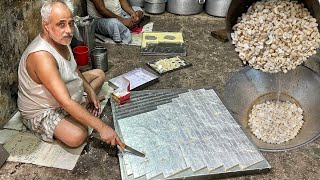 HUGE Kaju Katli Making😱😱 Delhis Famous Kaju Katli at Hiralal Halwai  Indian Street Food [upl. by Atinnek918]