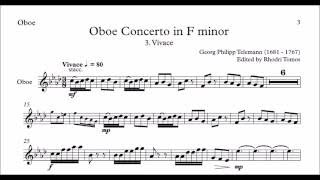 Oboe sheet music  Telemann Concerto F minor 3 Vivace Play along [upl. by Carroll]