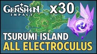 Genshin Impact  ALL 30 Tsurumi Island Electroculus Locations [upl. by Jandel]