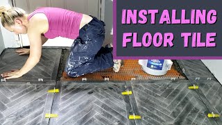 DIY Installing Tile Floor – Large Format Tile – Over Schluter Ditra Mudroom amp Bathroom Episode 3 [upl. by Jude]