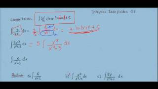 Integrales indefinidas 03 logaritmicas inmediatas [upl. by Mure714]