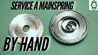 How To Service a Watch Mainspring By Hand [upl. by Fotzsyzrk765]