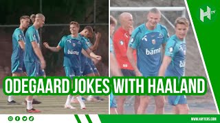 Odegaard amp Haaland share JOKES in Norway training [upl. by Ilaw]