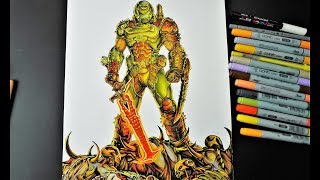 ARTIST Draws DOOM ETERNAL in 24 Hours  DOOM Eternal OST [upl. by Nageek]