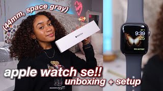 apple watch se unboxing and setup 2020 44mm space gray apple watch se first impressions [upl. by Raddi]