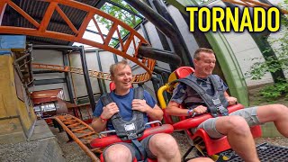 TORNADO  POV  Intamin Spinning Coaster  Bakken [upl. by Ymorej]