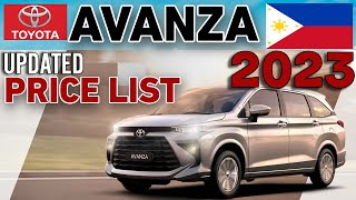 TOYOTA AVANZA 2023 UPDATED PRICE LIST amp SPECS PHILIPPINES [upl. by Mathilde]