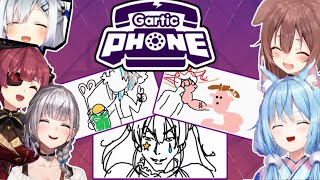 Gartic Phone collab highlights ft Korone Marine Noel Kanata amp Lamy【Hololive  ENG SUB】 [upl. by Swithin418]