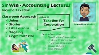 Lecture 01 Taxation for Corporations Income Taxation [upl. by Selene]