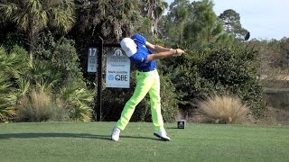 JUSTIN THOMAS 120fps SLOW MOTION FACE ON DRIVER GOLF SWING [upl. by Sadie]