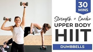 25Minute Upper Body HIIT Workout with Dumbbells Strength  Cardio [upl. by Harad8]