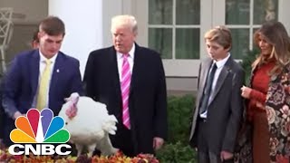 President Donald Trump Pardons Turkey  CNBC [upl. by Lleinad]