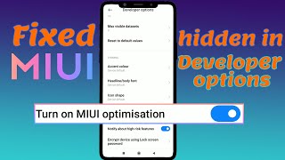 MIUI optimization not visible in developer options [upl. by Roee334]