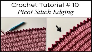 How to Crochet PICOT STITCH Edging  Crochet Stitch Tutorial [upl. by Rosie914]