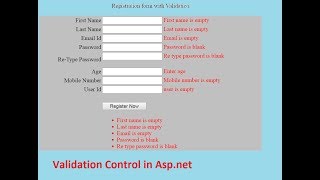 Form validation in aspnetValidation control [upl. by Nethsa]