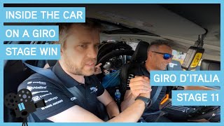 Inside the Team DSM car as Alberto Dainese wins 2022 Giro dItalia Stage 11 [upl. by Llertnov]