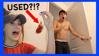 USED BLOODY TAMPON PRANK He FREAKS out [upl. by Acirehs]