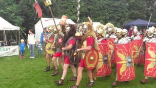 Roman Reenactment at the Amphitheatre in Caerleon Marching In [upl. by Harilda]