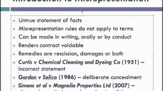 Misrepresentation Lecture 1 of 4 [upl. by Nnaeirual]