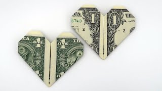 How To Make A Dollar Origami Heart With A 1 Bill [upl. by Cathey]