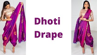 Dhoti Style Saree Draping  Easy Silk Saree Draping  Tia Bhuva [upl. by Knox]