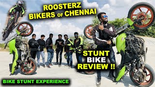 MY FIRST BIKE STUNT EXPERIENCE  Famous Biker Boys amp Girls of Chennai  Roosterz [upl. by Bullivant]