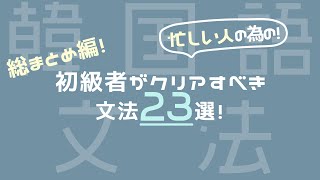 【初心者韓国語】初心者がクリアすべき文法２３選！〜総まとめ編〜 [upl. by Ecille513]