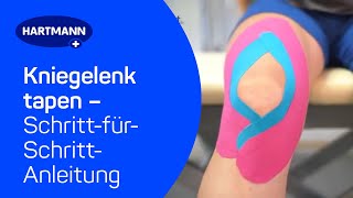 Kniegelenk tapen Anwendung DermaPlast® ACTIVE Kinesiologisches Tape [upl. by Adihaj]