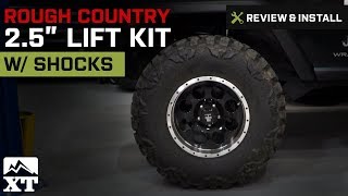 Jeep Wrangler Rough Country 25quot Lift w Shocks 19972006 TJ w 6 Cyl amp 4 Cyl Review amp Install [upl. by Ahsenak]