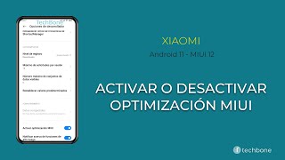 Activar o desactivar la Optimización MIUI  Xiaomi Android 11  MIUI 12 [upl. by Blanchette258]