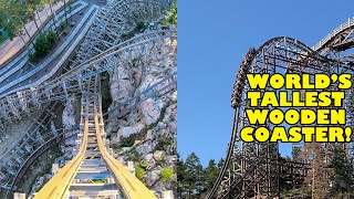 Worlds TALLEST Wooden Roller Coaster Wildfire MultiAngle 4K POV Kolmarden Zoo Sweden [upl. by Kuehn367]